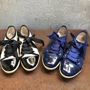 French London Sole Leather Ribbon Sneaker Trainers